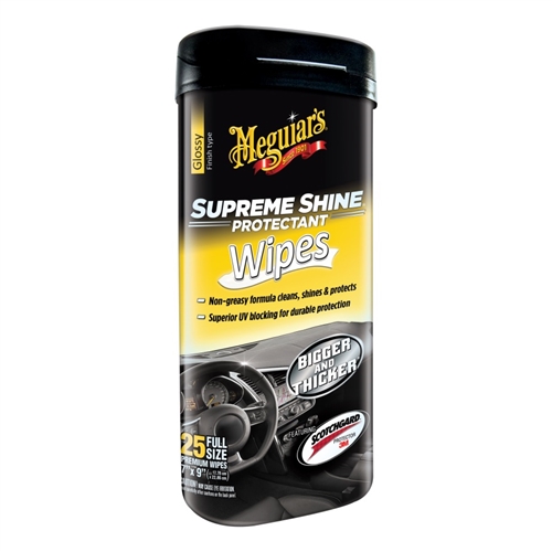 Meguiar's G4000 Supreme Shine Protectant Wipes, Glossy Finish, 25 Ct
