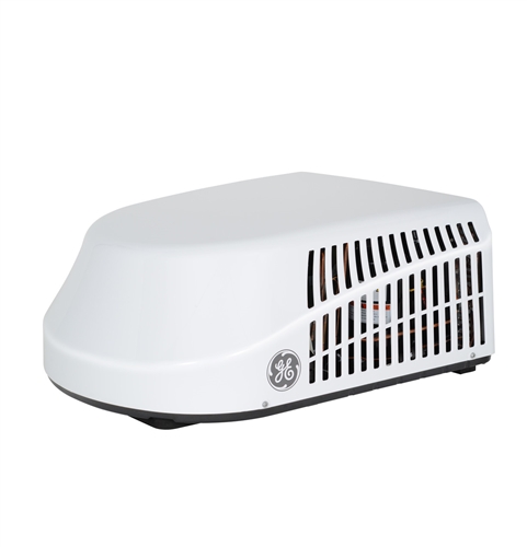 GE Appliances GRHS15XAHW 15000 BTU RV rooftop heat pump air conditioner in white with R32 refrigerant and corrosion-resistant housing
