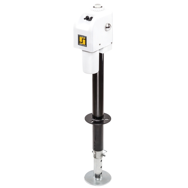 Stromberg Carlson JET-3555 electric tongue jack in white finish with 3500 lb capacity for RV travel trailers and fifth wheels