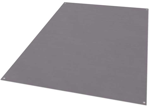 Lippert 2022115672 all-weather outdoor RV patio mat 8 ft x 20 ft in gray with finished edges and corner grommets