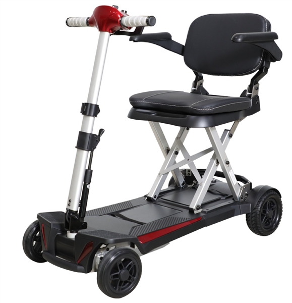Enhance Mobility MobiFree Compact Folding Electric Mobility Scooter, 46 lbs, 300 lb Capacity, Red