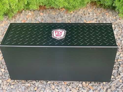 RV Lockbox MF23-Black 23" Smooth Aluminum Black Battery Box With Black Diamond Plate Lid