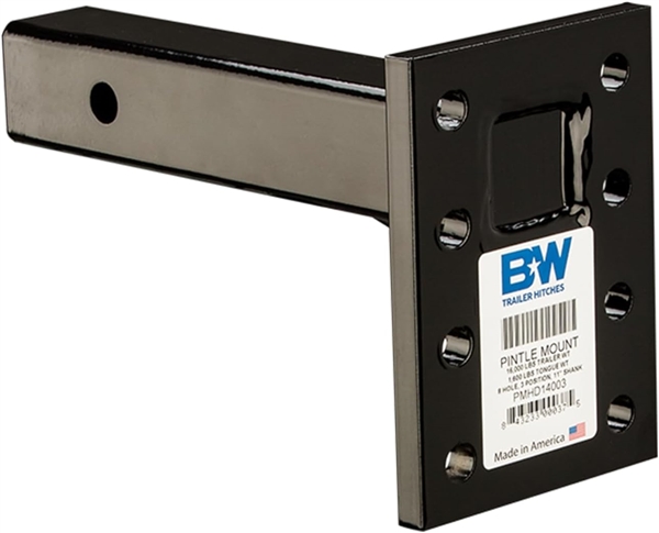 B&W Hitches PMHD14003 16,000 lb heavy-duty pintle plate lunette ring mount adapter, 10.85 x 7.0 x 2.22 inches, bare steel finish