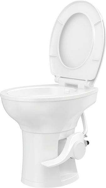 PowerMax PMTCP Residential Height Porcelain RV Toilet with Elongated Bowl, White