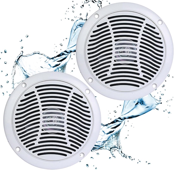 PQN Audio RV510-4W 5" Dual Cone Waterproof RV/Marine Speakers, White, Pair