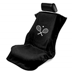 Seat Armour Tennis Racket Embroidered Car Seat Cover - Black