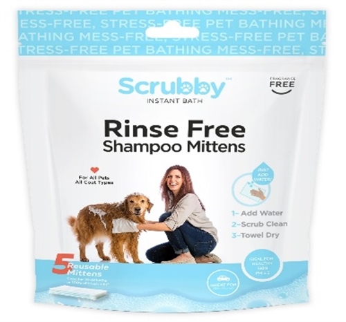 Scrubby Rinse-Free Pet Bathing Mittens - 5 Pack