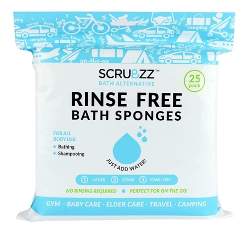 Scrubzz Rinse-Free Bath Sponges - 25 Pack