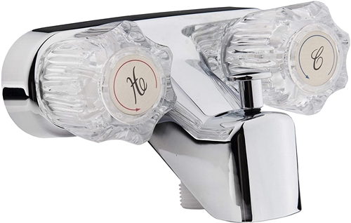 Chrome RV Tub & Shower Diverter Faucet W/Clear Knobs