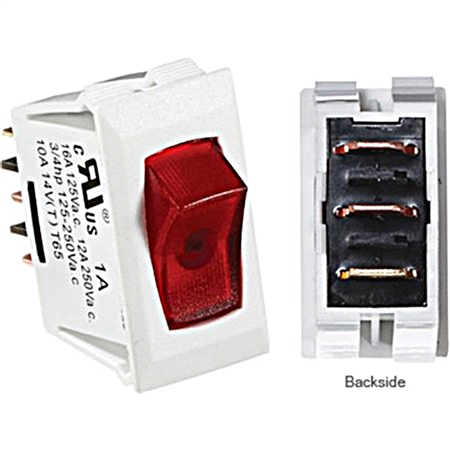 RV Designer S241 10A DC Rocker Switch - White With Red