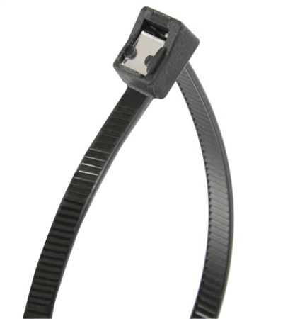 GB 46-308UVBSC Self Cutting Cable Tie, 8" Long, Black, 50lb Tensile Strength