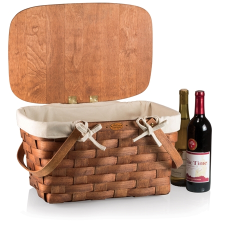 Picnic Time Prairie Picnic Basket with Lining - Wood/Beige/Tan