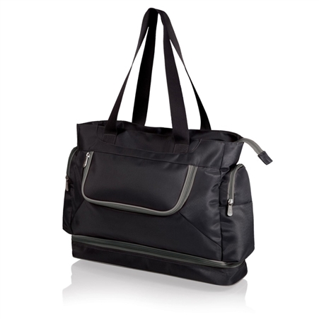 Picnic Time Beach Tote - Black with Grey Trim