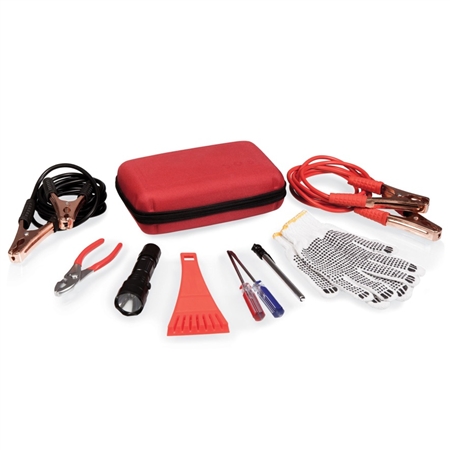 Picnic Time Highway Emergency Kit for Roadside Repair - Red