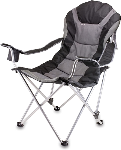 Picnic Time 803-00-175-000-0 Reclining Camp Chair - Black And Grey