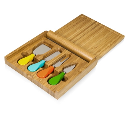 Picnic Time Carnaval Folding Cheese Board and Tools Set - Bamboo